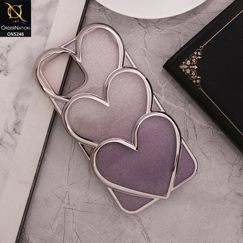 iPhone 14 Cover - Purple - New Trendy 3D Heart Gradient Bling Glitter Electroplating Borders Soft Case - (Glitter Does Not Move)