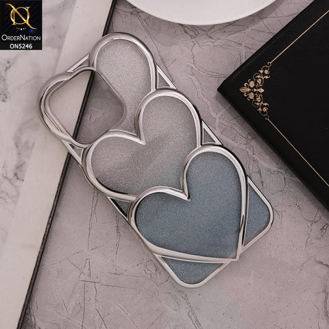 iPhone 13 Pro Cover - Blue - New Trendy 3D Heart Gradient Bling Glitter Electroplating Borders Soft Case - (Glitter Does Not Move)