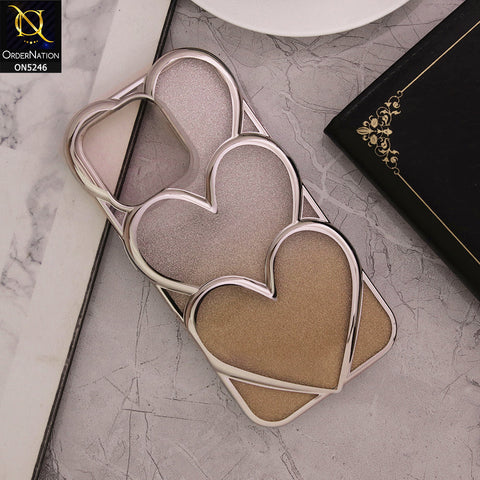 iPhone 13 Pro Cover - Golden - New Trendy 3D Heart Gradient Bling Glitter Electroplating Borders Soft Case - (Glitter Does Not Move)