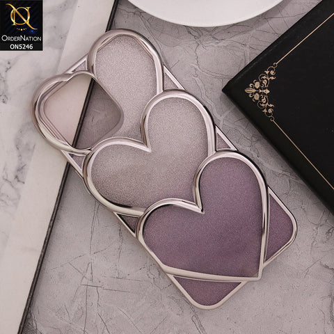iPhone 13 Pro Max Cover - Purple - New Trendy 3D Heart Gradient Bling Glitter Electroplating Borders Soft Case - (Glitter Does Not Move)