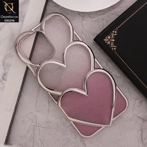 iPhone 13 Pro Max Cover - Pink - New Trendy 3D Heart Gradient Bling Glitter Electroplating Borders Soft Case - (Glitter Does Not Move)