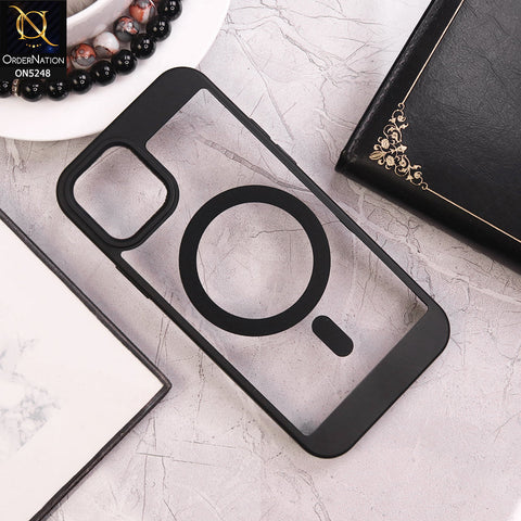 iPhone 14 Cover - Black - New Clear Transparent Back Magsafe Candy Color Soft Borders Case