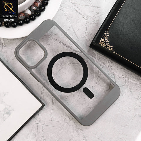 iPhone 14 Cover - Gray - New Clear Transparent Back Magsafe Candy Color Soft Borders Case
