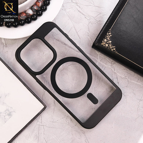 iPhone 14 Pro Cover - Black - New Clear Transparent Back Magsafe Candy Color Soft Borders Case