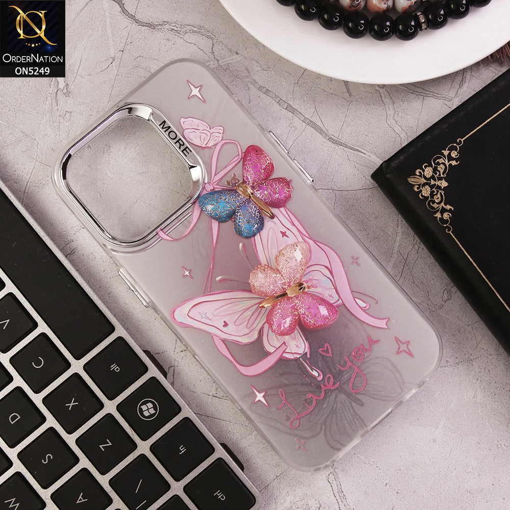 iPhone 16 Pro Cover - Design 3 - New Love Butterfly Series Soft Border Protective Case