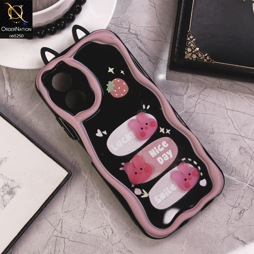 Oppo A18 Cover - Design 4 - Cute 3D Cartoon Soft Silicon Helix Soft Borders Camera Protection Case