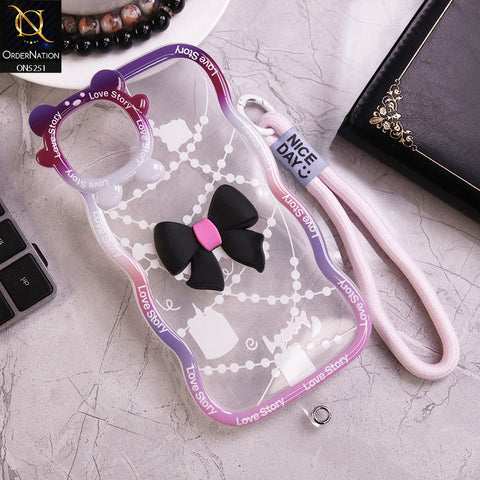 iPhone 11 Pro Max Cover - Black - New Love Story Cute 3D Bow Knot Soft Silicone Protective Case