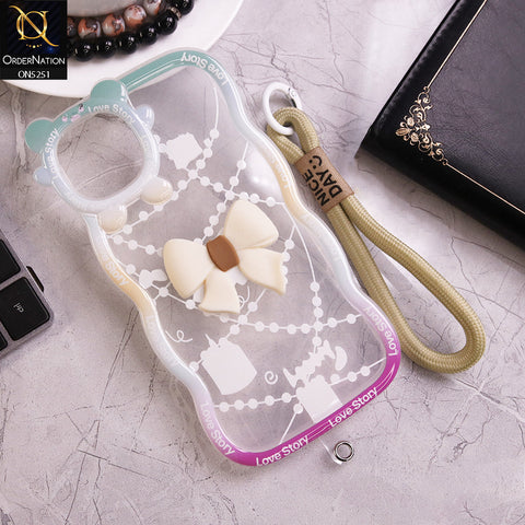 iPhone 12 Pro Cover - White - New Love Story Cute 3D Bow Knot Soft Silicone Protective Case