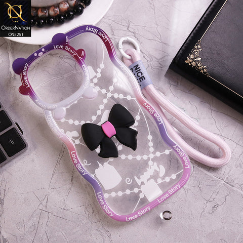 iPhone 12 Pro Max Cover - Black - New Love Story Cute 3D Bow Knot Soft Silicone Protective Case