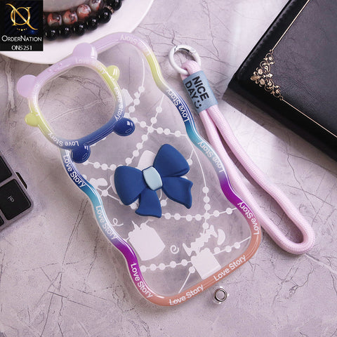 iPhone 13 Pro Max Cover - Blue - New Love Story Cute 3D Bow Knot Soft Silicone Protective Case