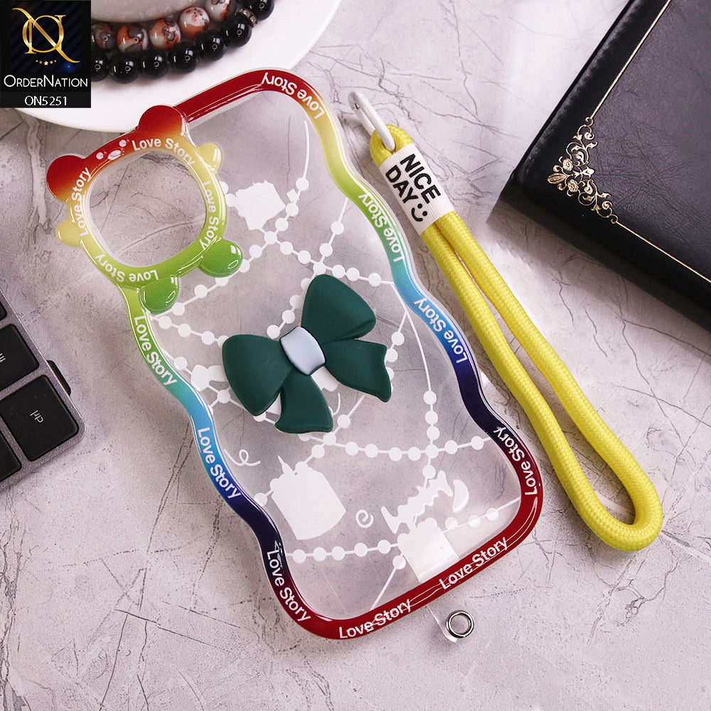 iPhone 14 Plus Cover - Dark Green - New Love Story Cute 3D Bow Knot Soft Silicone Protective Case