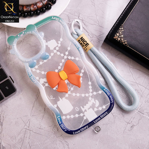 iPhone 14 Plus Cover - Orange - New Love Story Cute 3D Bow Knot Soft Silicone Protective Case