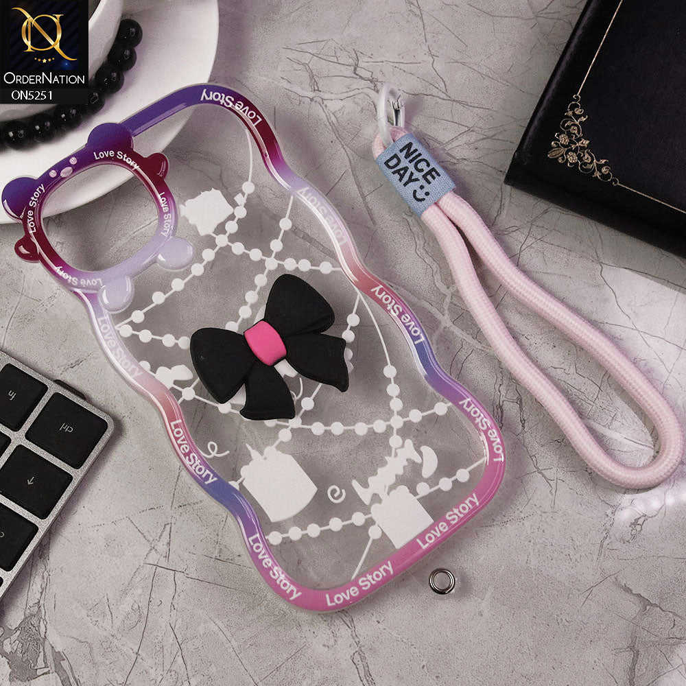 iPhone 14 Plus Cover - Black - New Love Story Cute 3D Bow Knot Soft Silicone Protective Case