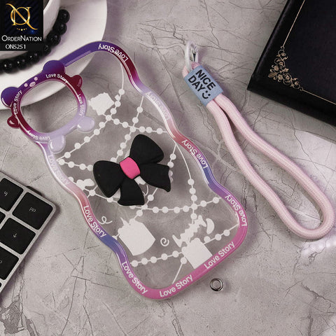 iPhone 14 Plus Cover - Black - New Love Story Cute 3D Bow Knot Soft Silicone Protective Case