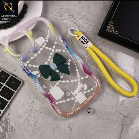 iPhone 14 Plus Cover - Green - New Love Story Cute 3D Bow Knot Soft Silicone Protective Case