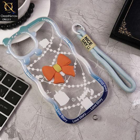 iPhone 14 Plus Cover - Orange - New Love Story Cute 3D Bow Knot Soft Silicone Protective Case