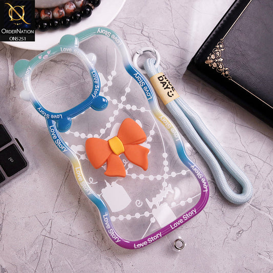 iPhone 15 Pro Max Cover - Orange - New Love Story Cute 3D Bow Knot Soft Silicone Protective Case