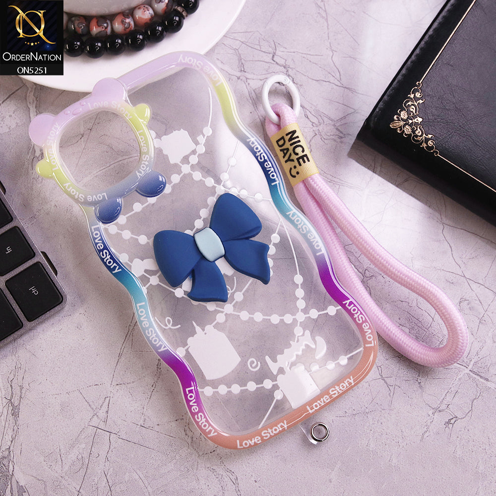 iPhone 8 Plus / 7 Plus Cover - Blue - New Love Story Cute 3D Bow Knot Soft Silicone Protective Case