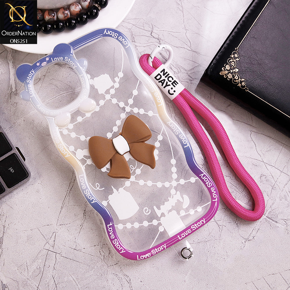 iPhone 8 Plus / 7 Plus Cover - Brown - New Love Story Cute 3D Bow Knot Soft Silicone Protective Case
