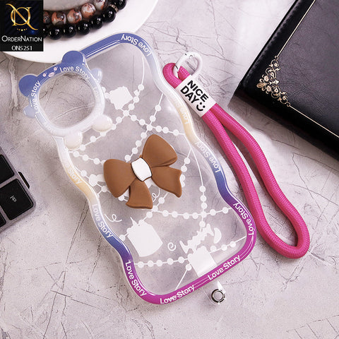 iPhone 8 Plus / 7 Plus Cover - Brown - New Love Story Cute 3D Bow Knot Soft Silicone Protective Case