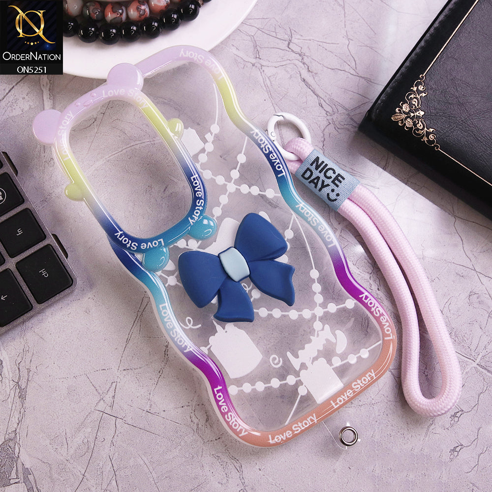 Oppo A3 Pro Cover - Blue - New Love Story Cute 3D Bow Knot Soft Silicone Protective Case