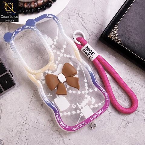 Oppo A3 Pro Cover - Brown - New Love Story Cute 3D Bow Knot Soft Silicone Protective Case