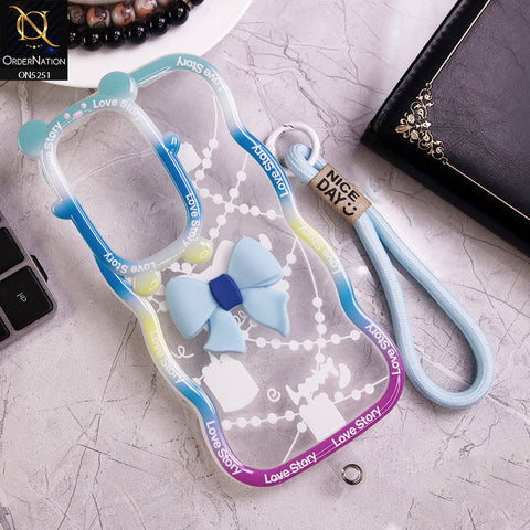 Oppo A3 Pro Cover - Cyan - New Love Story Cute 3D Bow Knot Soft Silicone Protective Case