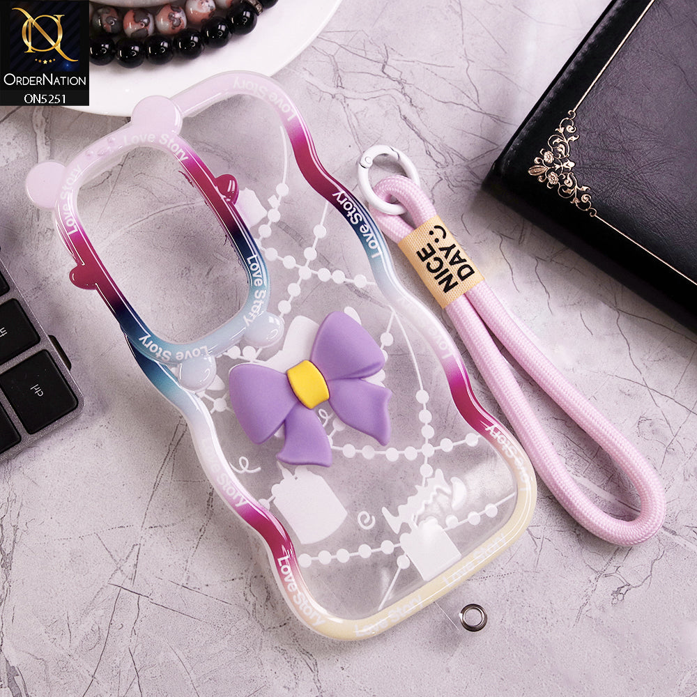 Oppo A3 Pro Cover - Purple - New Love Story Cute 3D Bow Knot Soft Silicone Protective Case