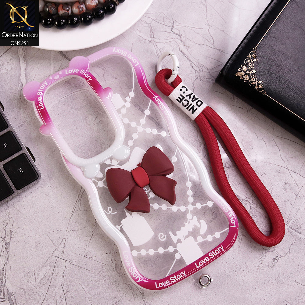 Oppo A3 Pro Cover - Red - New Love Story Cute 3D Bow Knot Soft Silicone Protective Case