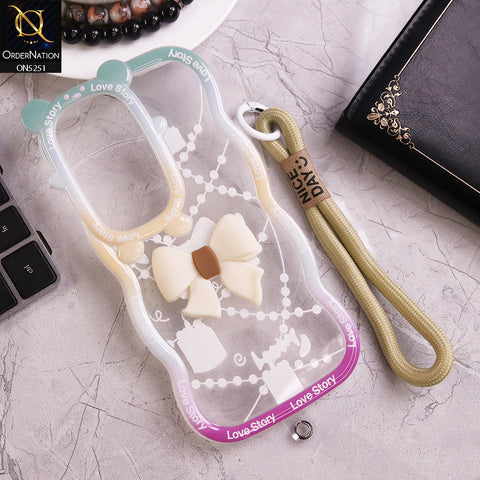 Oppo A3 Pro Cover - White - New Love Story Cute 3D Bow Knot Soft Silicone Protective Case