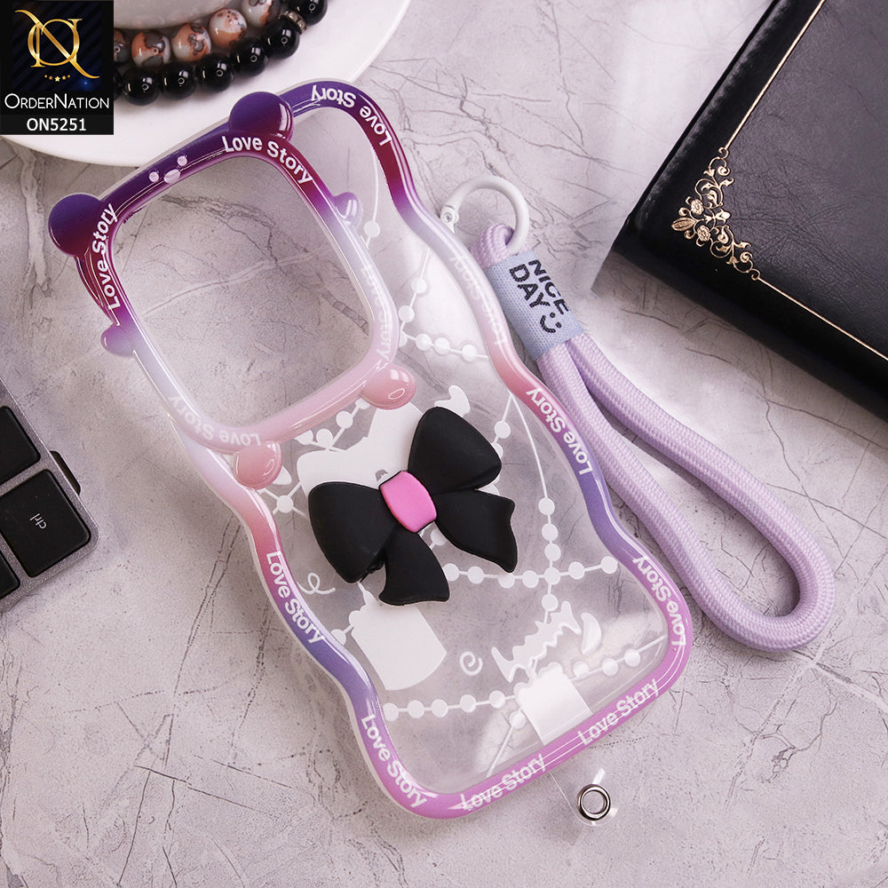 Xiaomi Redmi Note 13R Cover - Black - New Love Story Cute 3D Bow Knot Soft Silicone Protective Case