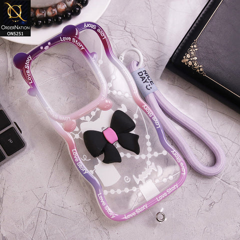 Xiaomi Redmi Note 13R Cover - Black - New Love Story Cute 3D Bow Knot Soft Silicone Protective Case
