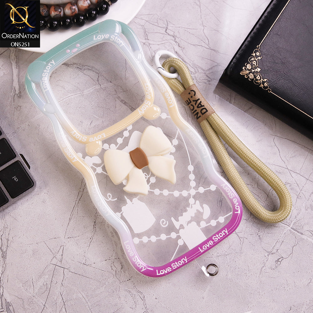 Xiaomi Redmi A3x Cover - White - New Love Story Cute 3D Bow Knot Soft Silicone Protective Case
