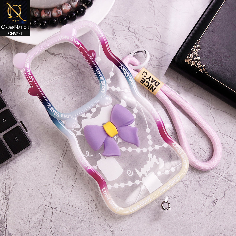 Xiaomi Poco M6 Pro 4G Cover - Purple - New Love Story Cute 3D Bow Knot Soft Silicone Protective Case