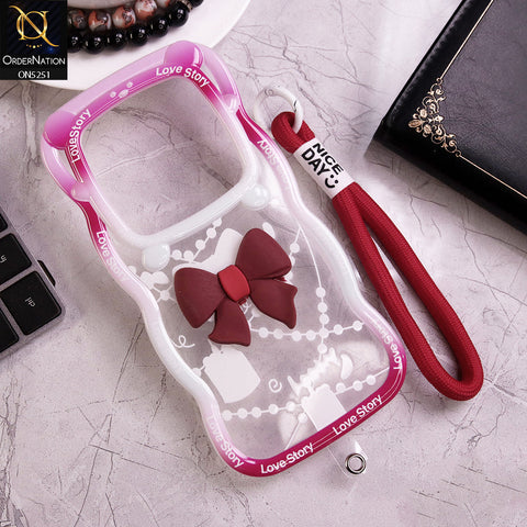 Oppo Reno 12F 4G Cover - Red - New Love Story Cute 3D Bow Knot Soft Silicone Protective Case