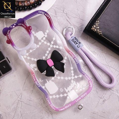 Samsung Galaxy A06 Cover - Black - New Love Story Cute 3D Bow Knot Soft Silicone Protective Case