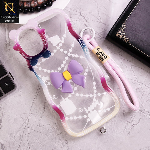 Samsung Galaxy A06 Cover - Purple - New Love Story Cute 3D Bow Knot Soft Silicone Protective Case