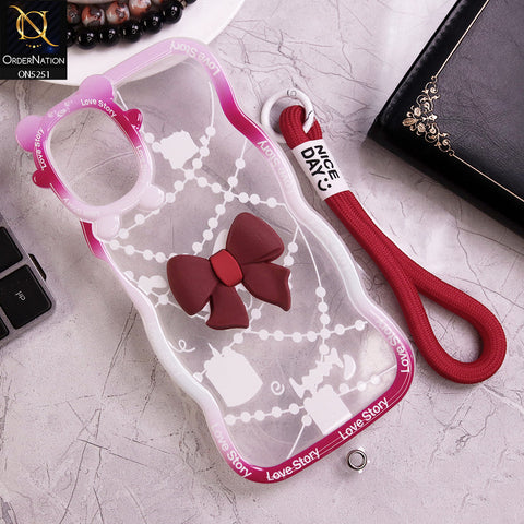 Samsung Galaxy A06 Cover - Red - New Love Story Cute 3D Bow Knot Soft Silicone Protective Case