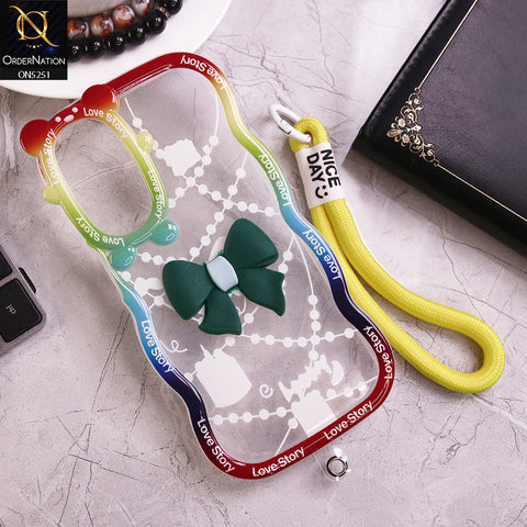 Samsung Galaxy A15 4G Cover - Dark Green - New Love Story Cute 3D Bow Knot Soft Silicone Protective Case