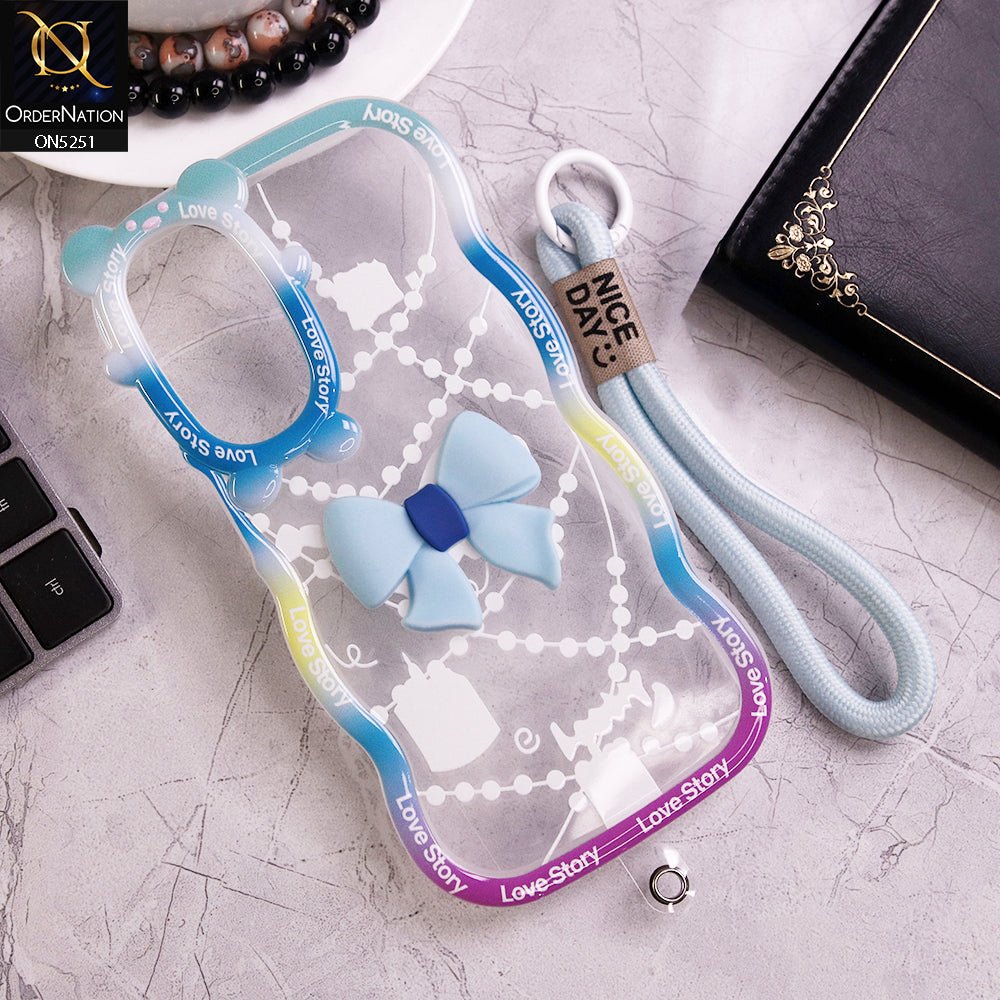 Samsung Galaxy A25 5G Cover - Cyan - New Love Story Cute 3D Bow Knot Soft Silicone Protective Case