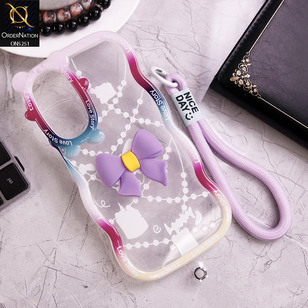 Samsung Galaxy A25 5G Cover - Purple - New Love Story Cute 3D Bow Knot Soft Silicone Protective Case