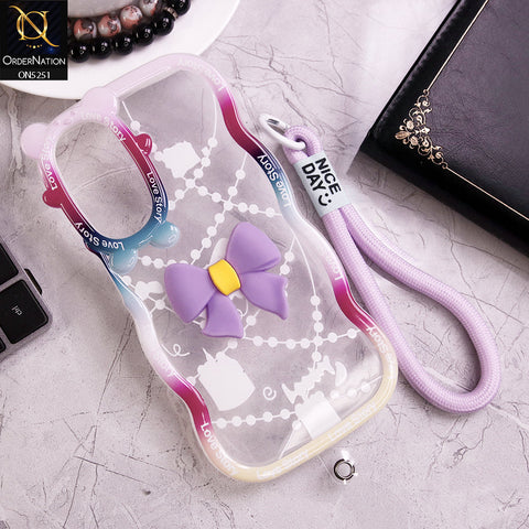 Samsung Galaxy A25 5G Cover - Purple - New Love Story Cute 3D Bow Knot Soft Silicone Protective Case
