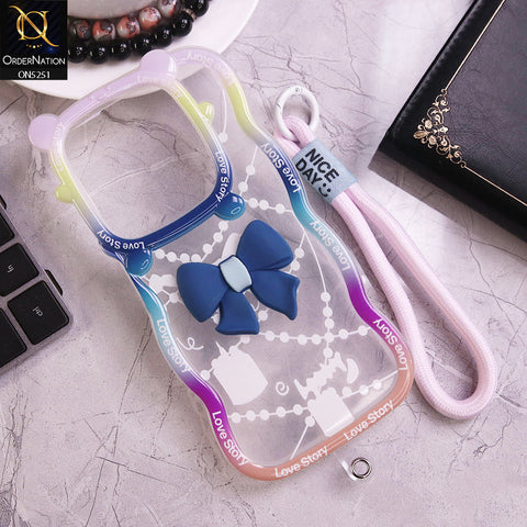 Tecno Spark Go 2024 Cover - Blue - New Love Story Cute 3D Bow Knot Soft Silicone Protective Case