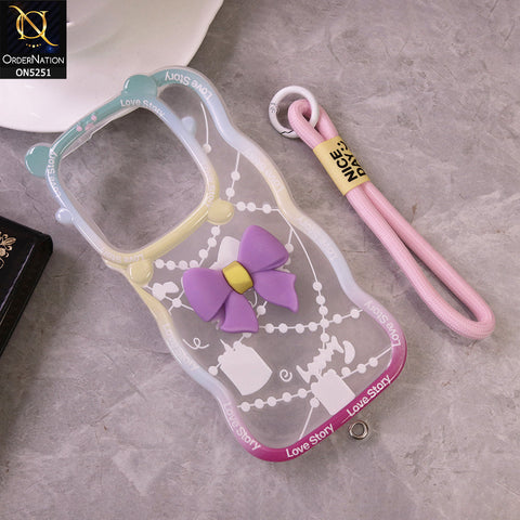Infinix Smart 8 Pro Cover - Purple - New Love Story Cute 3D Bow Knot Soft Silicone Protective Case