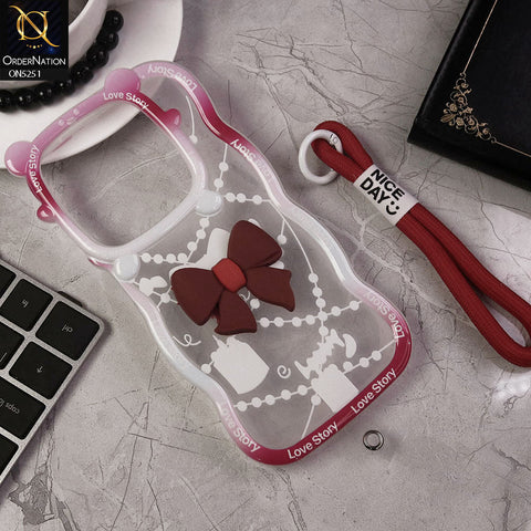 Infinix Smart 8 Cover - Red - New Love Story Cute 3D Bow Knot Soft Silicone Protective Case