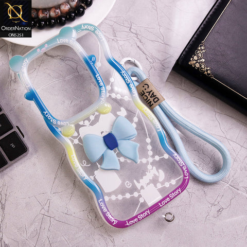 Infinix Zero 30 4G Cover - Cyan - New Love Story Cute 3D Bow Knot Soft Silicone Protective Case