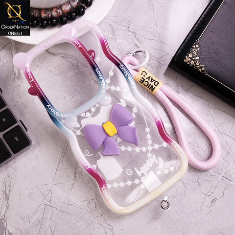 Infinix Zero 30 4G Cover - Purple - New Love Story Cute 3D Bow Knot Soft Silicone Protective Case