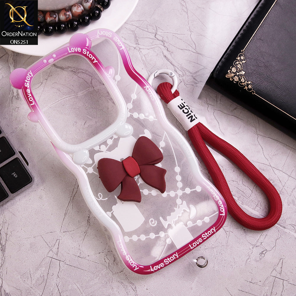 Infinix Zero 30 4G Cover - Red - New Love Story Cute 3D Bow Knot Soft Silicone Protective Case