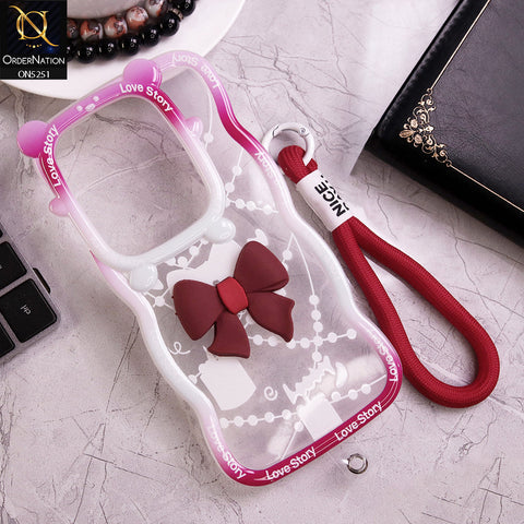 Infinix Zero 30 4G Cover - Red - New Love Story Cute 3D Bow Knot Soft Silicone Protective Case