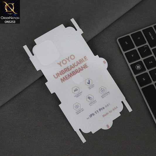 iPhone 11 Pro Sheet - Transparent - YOYO Unbreakable Membrane Shiny Film Back Protector Sheet